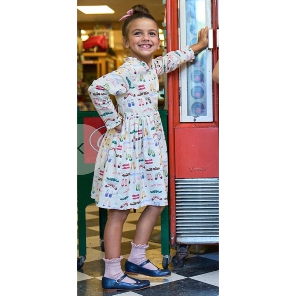 Pink Chicken Autumn Dress Kids Size 4 Years Antique White Multicolor Shoes